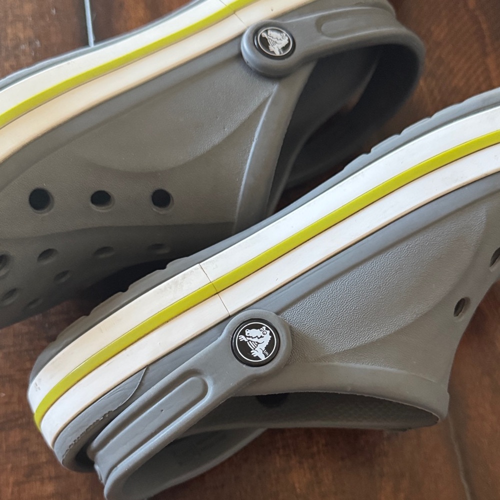 CROCS Gray and Lime Sandals - Picture 8 of 10